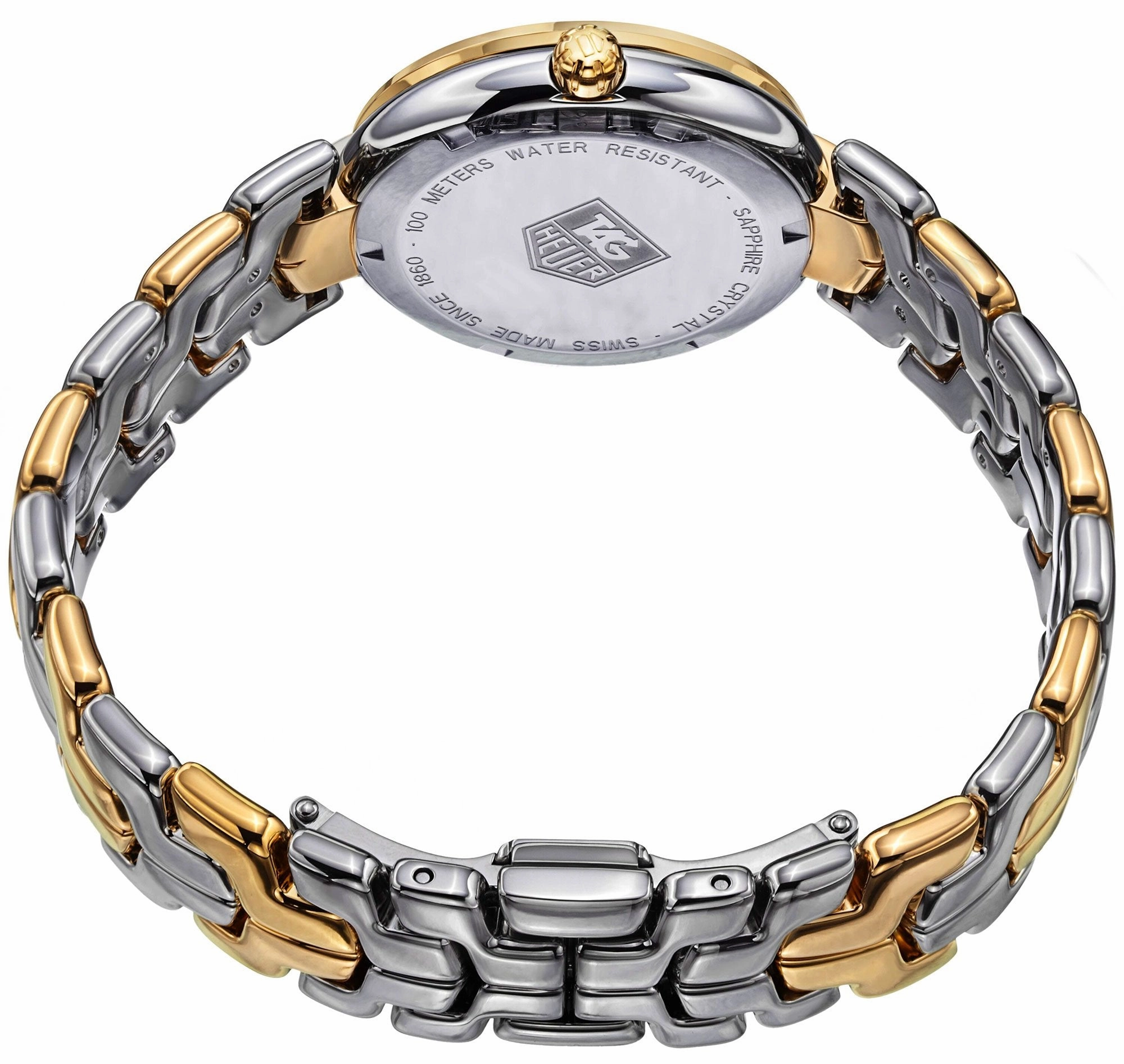 TAG Heuer Link Yellow Gold and Steel Silver-Tone Dial Diamonds Date Quartz Womens Watch WAT1352.BB0962