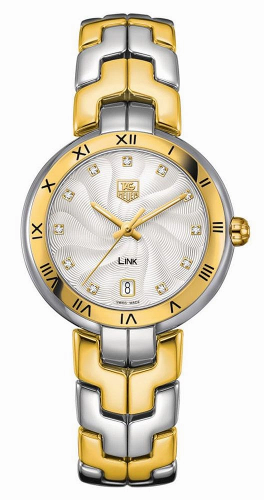 TAG Heuer Link Yellow Gold and Steel Silver-Tone Dial Diamonds Date Quartz Womens Watch WAT1352.BB0962