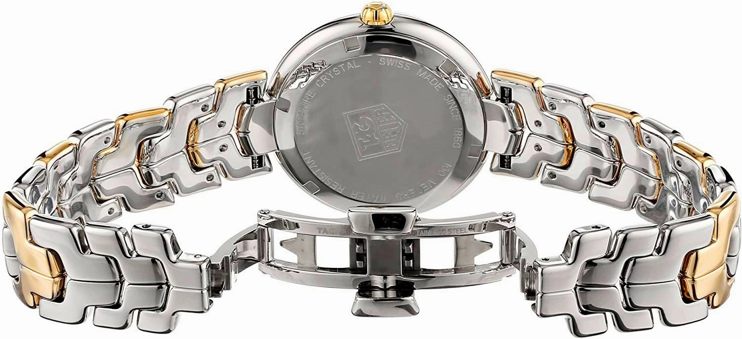 TAG Heuer Link Yellow Gold and Steel Silver-Tone Dial Diamonds Date Quartz Womens Watch WAT1352.BB0962