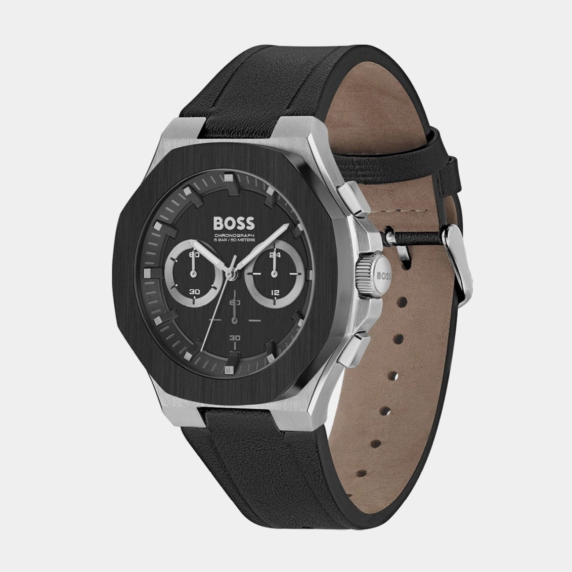 Taper Men's Black Chronograph Leather Watch 1514085