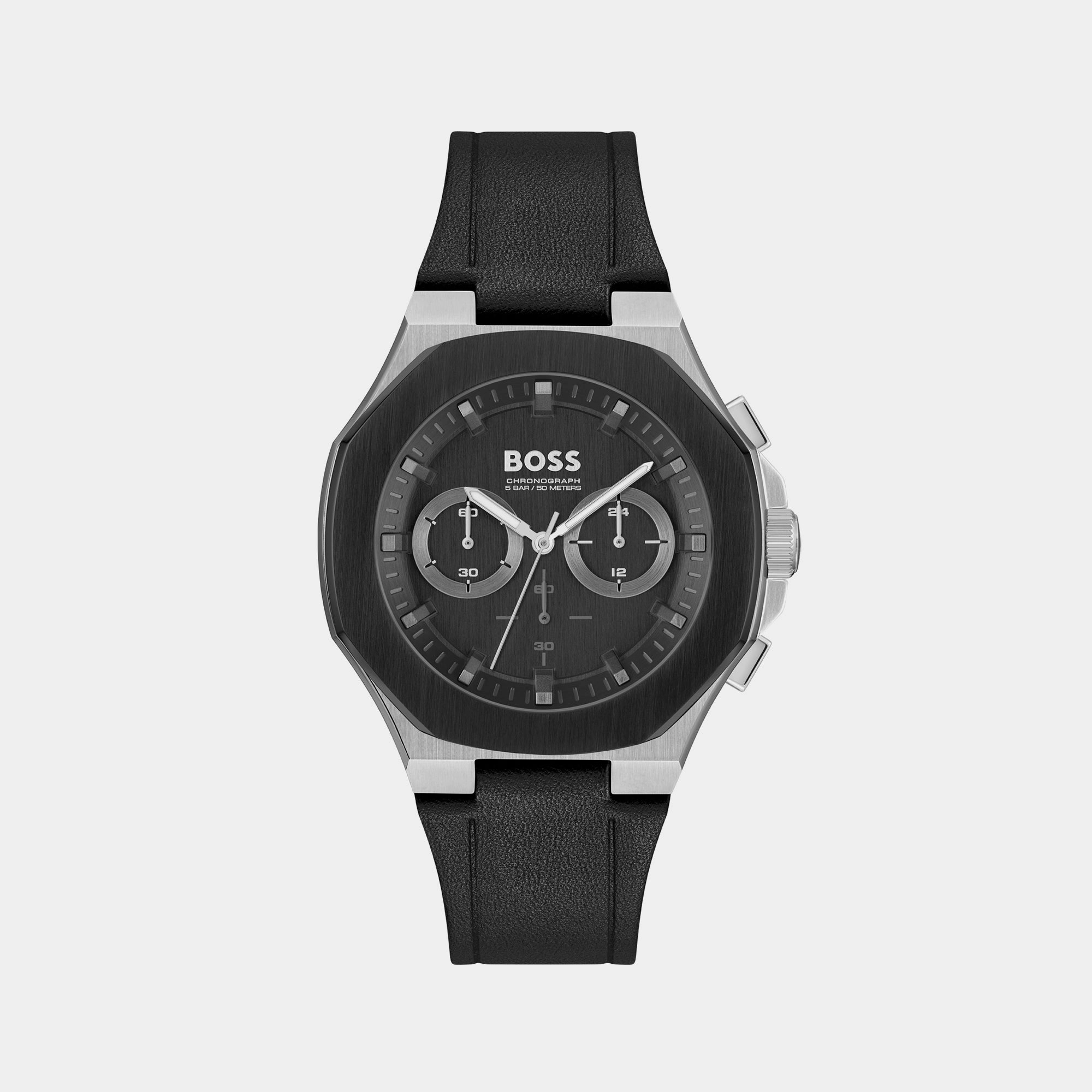 Taper Men's Black Chronograph Leather Watch 1514085