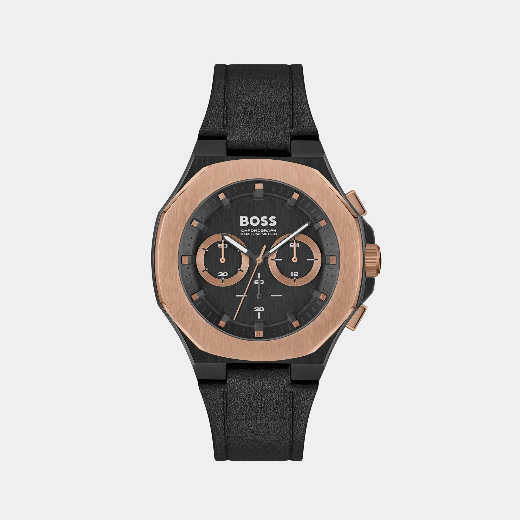 Taper Men's Black Chronograph Leather Watch 1514089