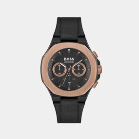 Taper Men's Black Chronograph Leather Watch 1514089