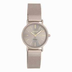 Taupe OOZOO watch with metal mesh bracelet - C20339