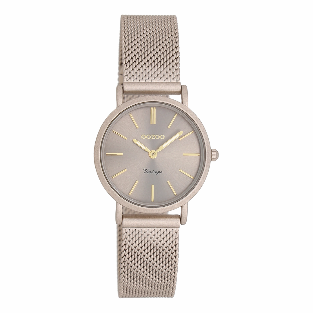 Taupe OOZOO watch with metal mesh bracelet - C20339