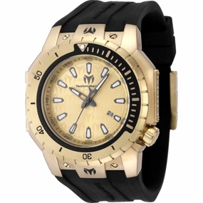 Technomarine Men's Watch - Manta Sea Gold Dial Black Silicone Strap Date | TM-224010