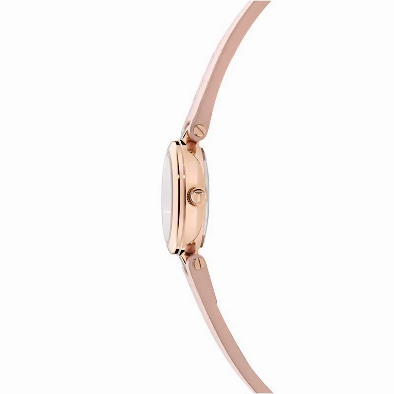 Ted Baker Ladies Rose Gold-Tone Pink Leather Strap Watch
