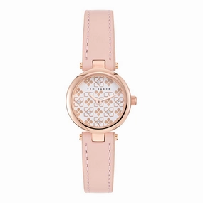 Ted Baker Ladies Rose Gold-Tone Pink Leather Strap Watch