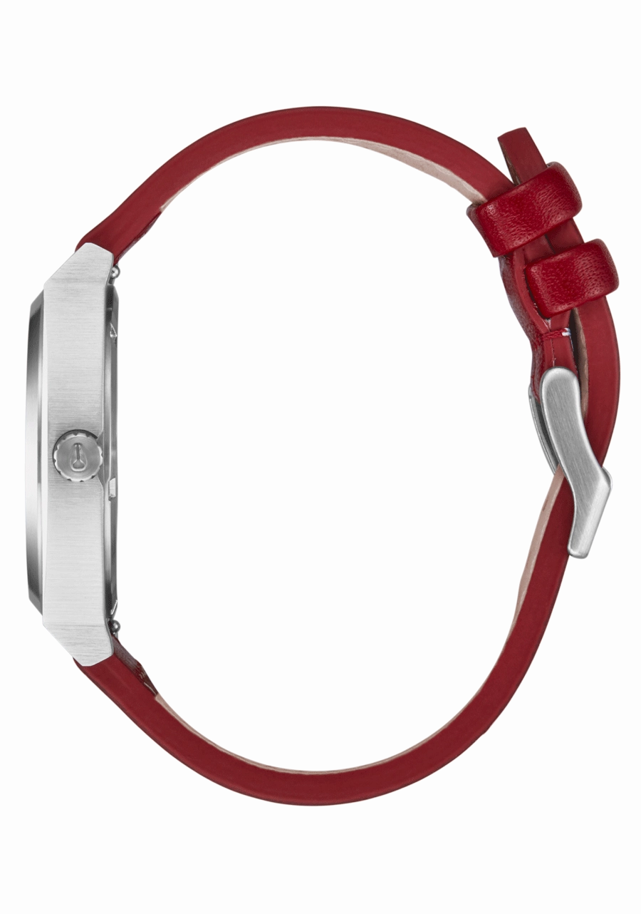 Time Teller Leather - Silver / Egret / Cranberry