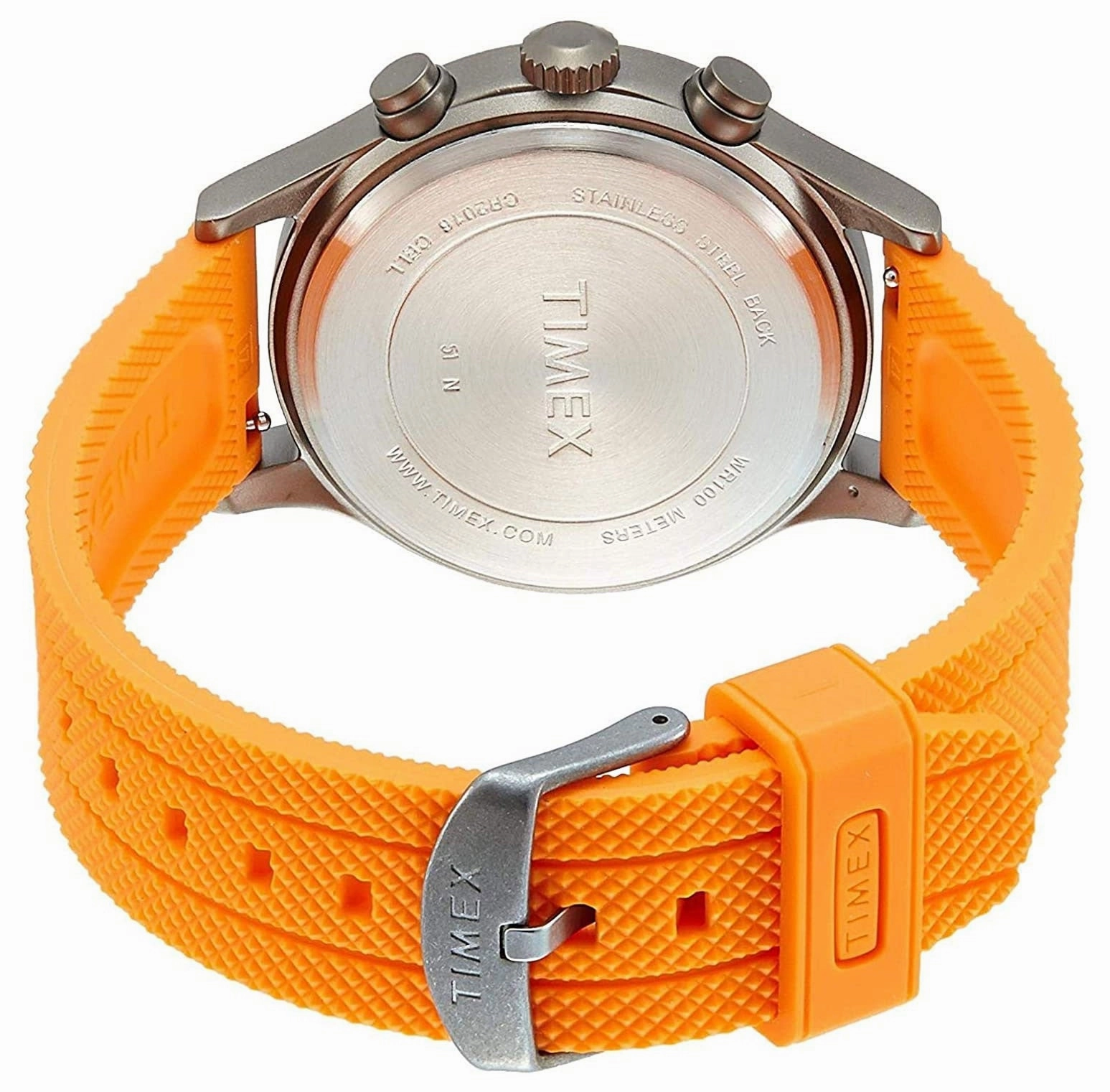 Timex Allied Chronograph Gray Brass Gray Dial Orange Silicone Strap Date Quartz Mens Watch TW2R67300