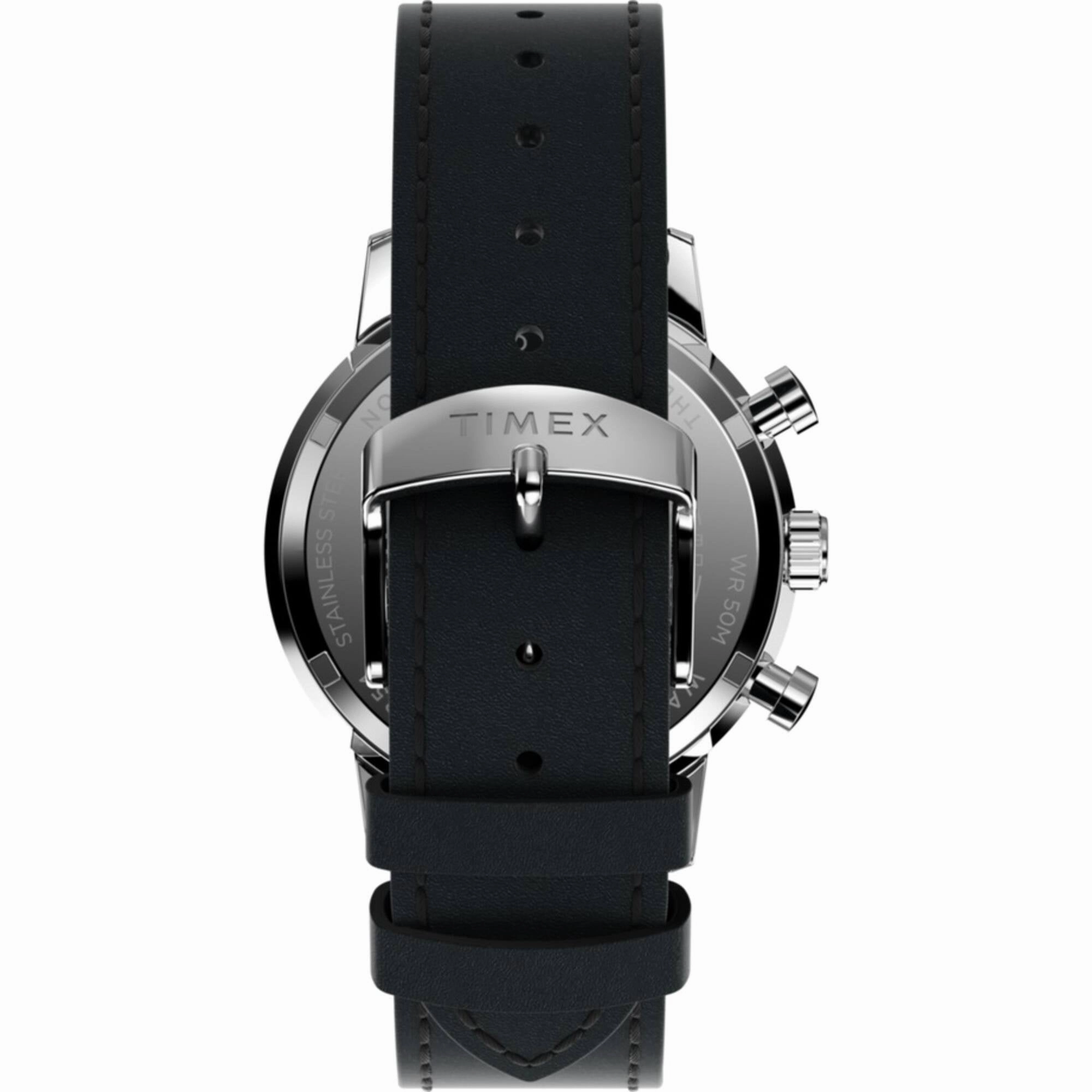 Timex Men's Chronograph Watch - Marlin Silver Tone Dial Black Strap | TW2W10300VQ