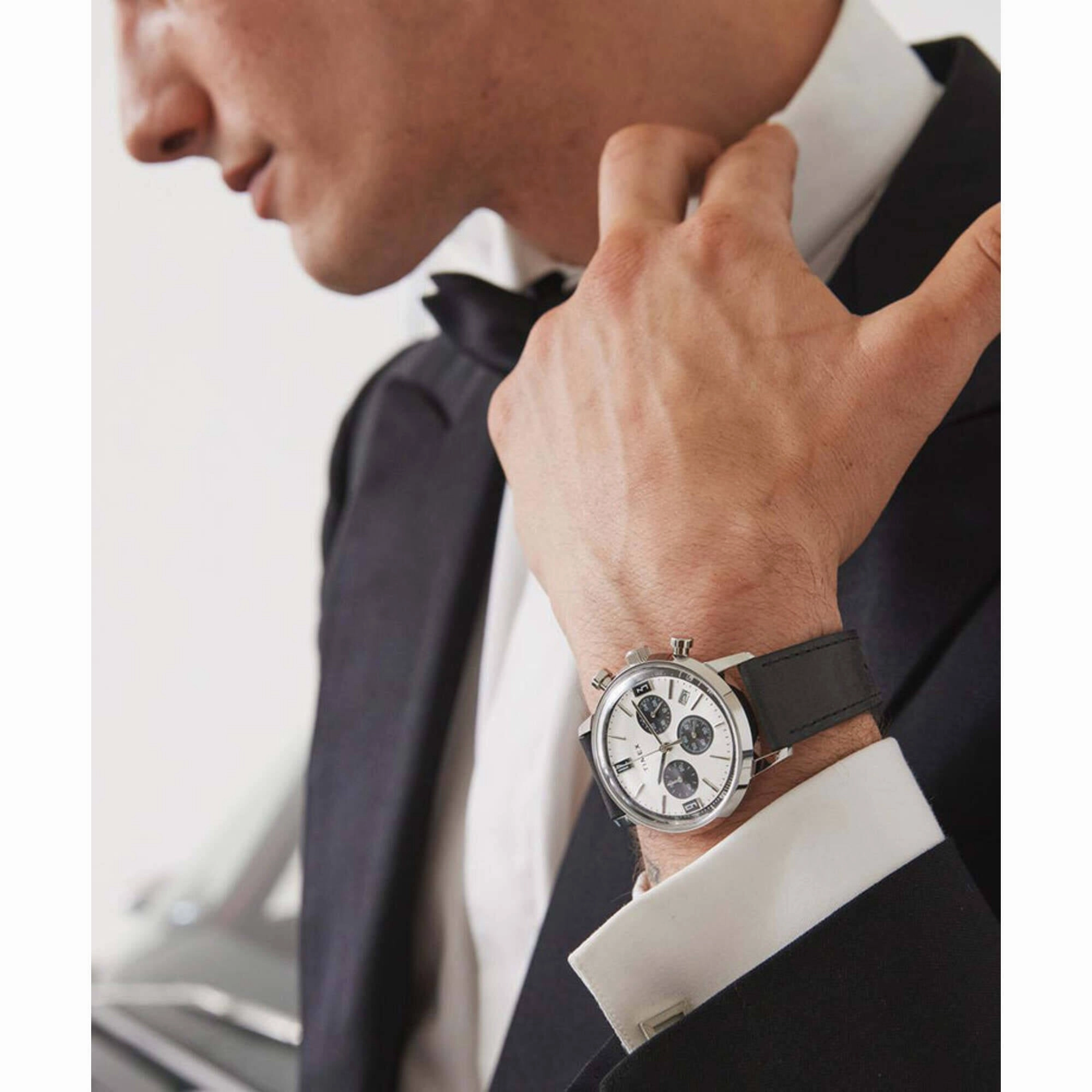 Timex Men's Chronograph Watch - Marlin Silver Tone Dial Black Strap | TW2W10300VQ