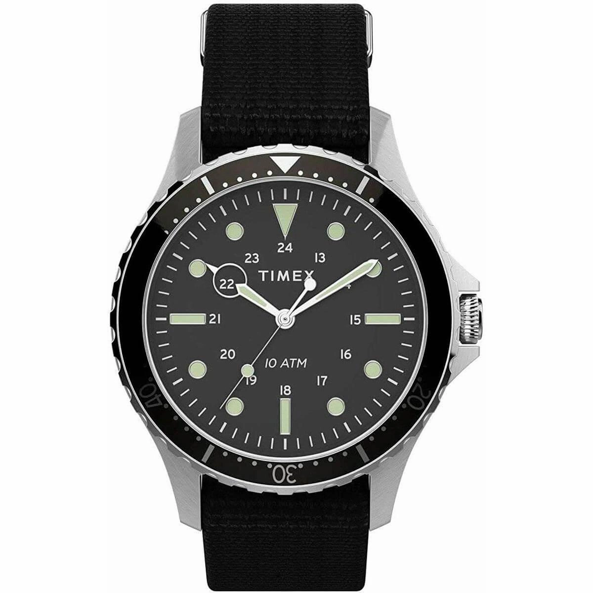 Timex Men's Quartz Watch - Navi XL Rotating Bezel Black Dial Strap | TW2T75600VQ
