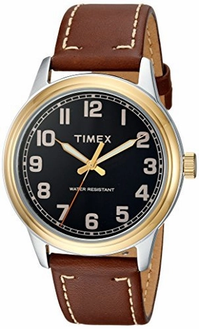 Timex Men's TW2R22900 New England Brown/Gold Leather Strap Watch