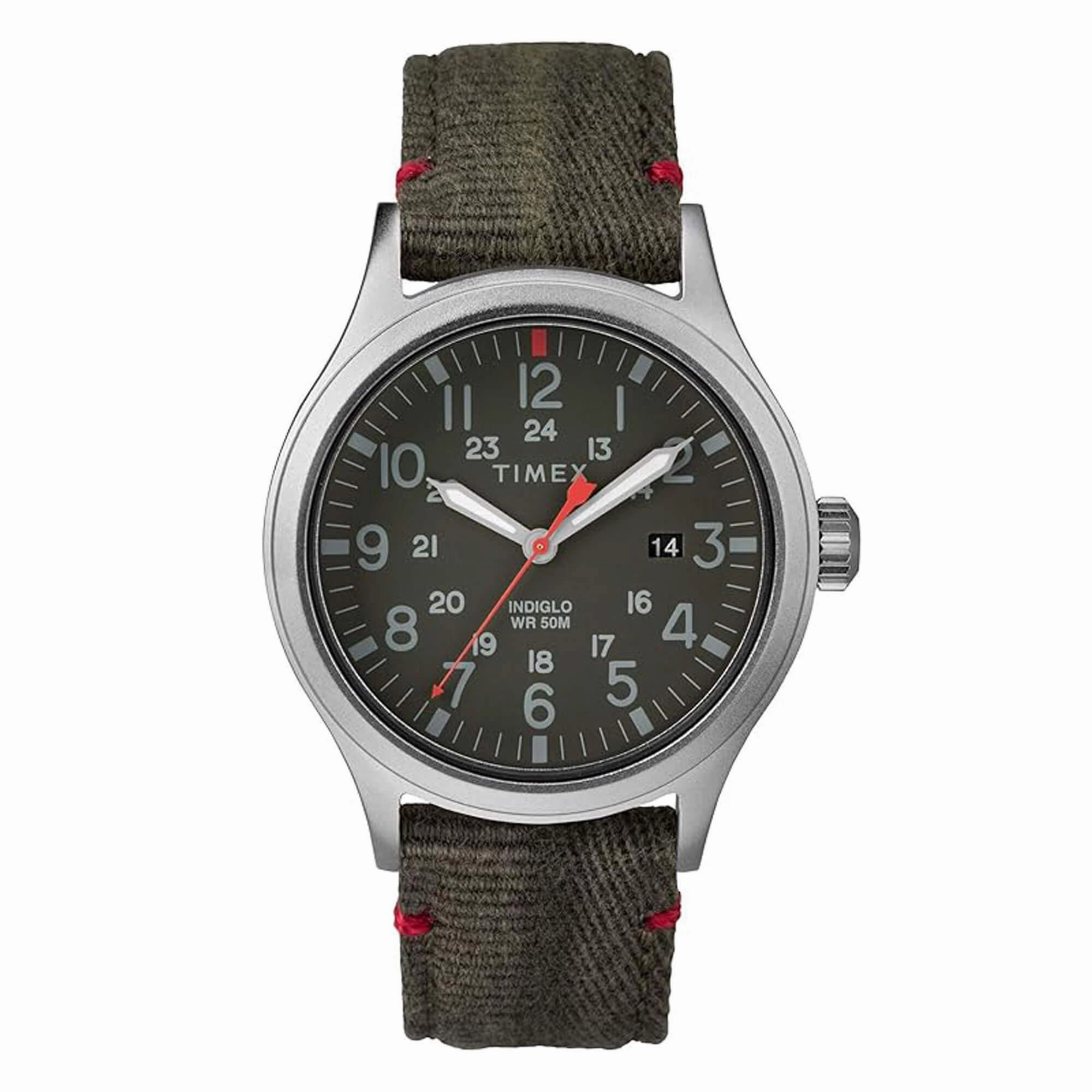Timex Men's Watch - Allied Silver Tone Case Green Dial Fabric Strap | TW2R60900VQ