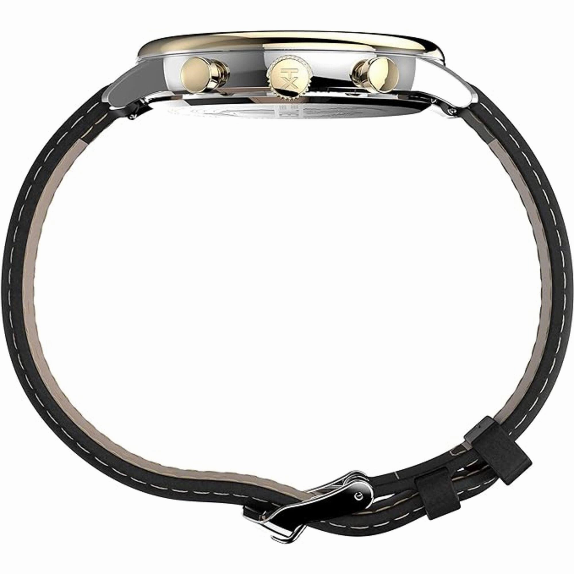 Timex Men's Watch - Chicago Chronograph Black Dial Black Leather Strap | TW2U39100VQ