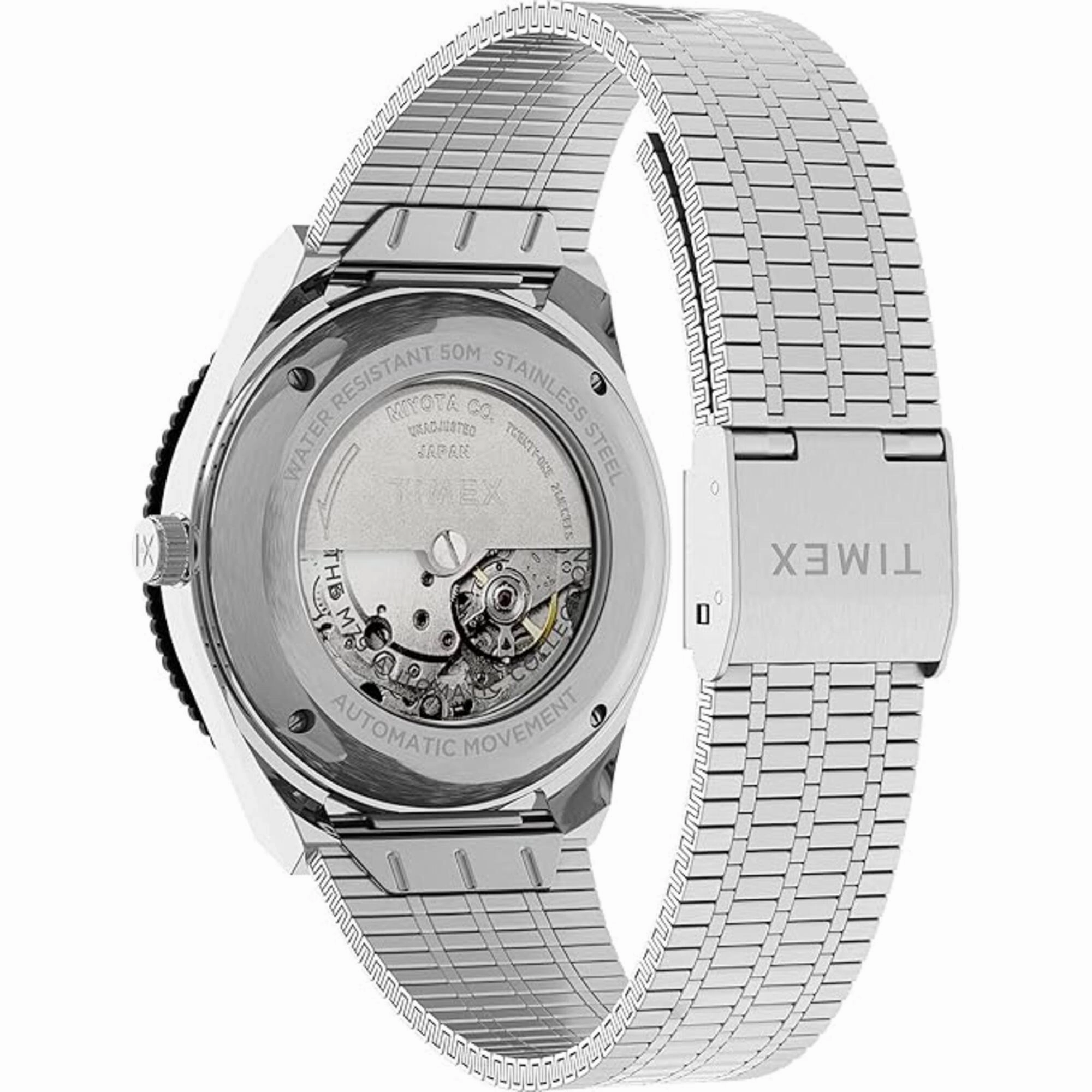 Timex Men's Watch - M79 Automatic Black Dial Silver Tone Steel Bracelet | TW2U83400