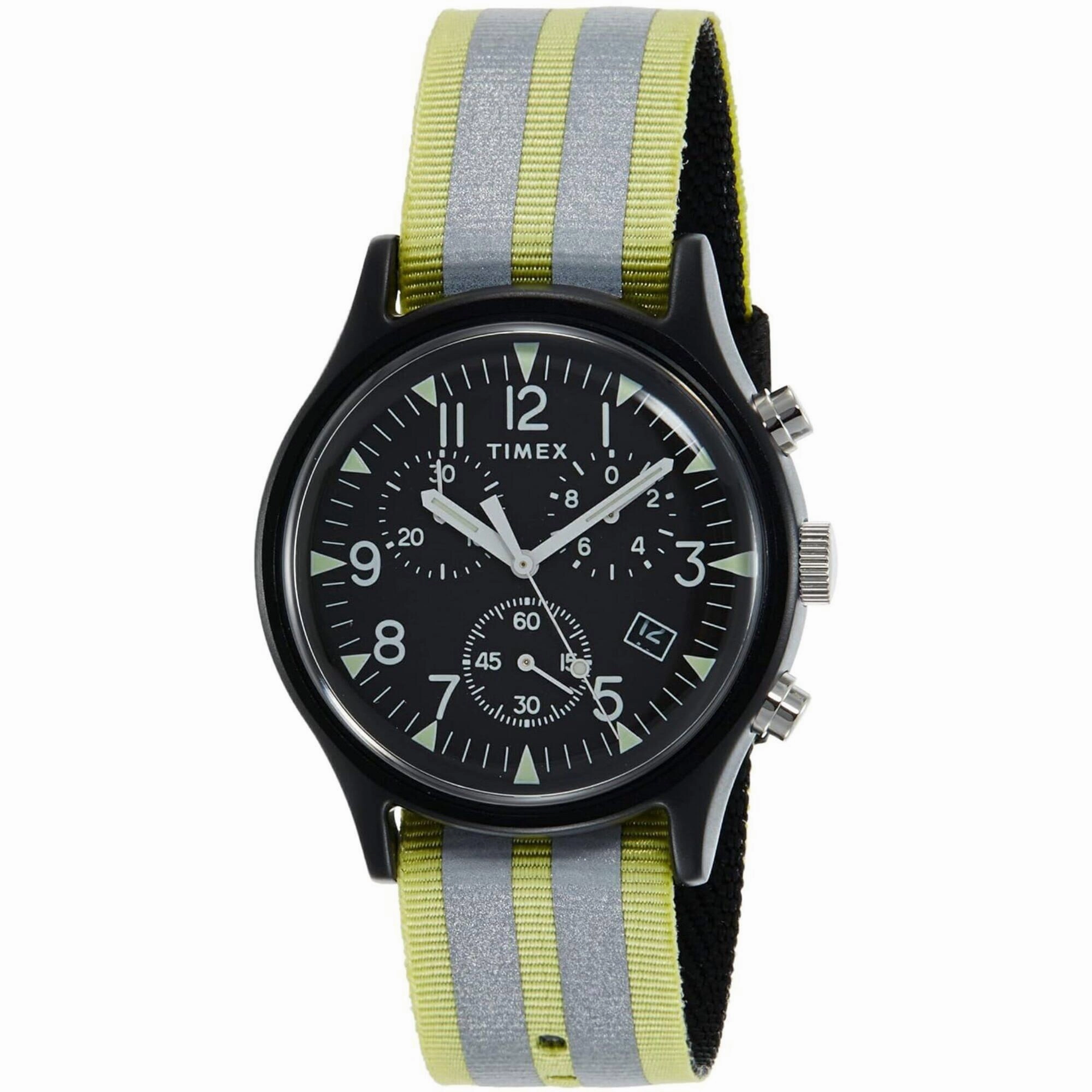 Timex Men's Watch - MK1 Quartz Chrono Black Dial Green and Grey Strap | TW2R81400