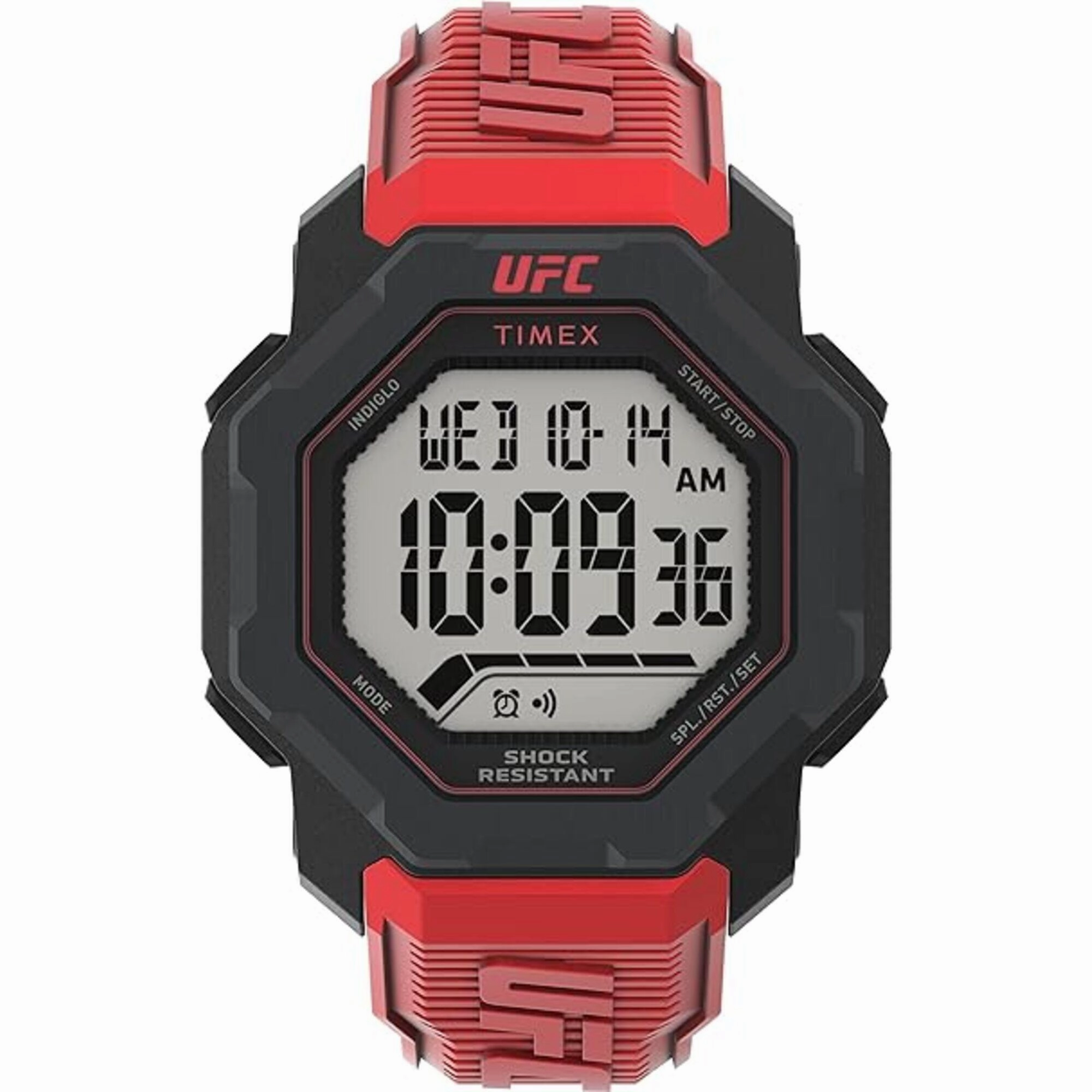 Timex Men's Watch - UFC Knockout Chrono Grey Digital Dial Red Resin Strap | TW2V88200