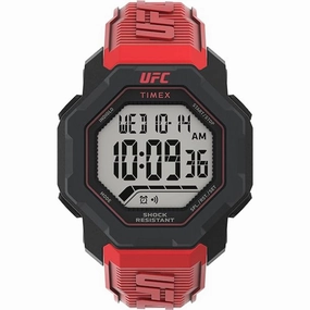 Timex Men's Watch - UFC Knockout Chrono Grey Digital Dial Red Resin Strap | TW2V88200
