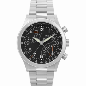 Timex Men's Watch - Waterbury Fly Back Chronograph Silver Steel Bracelet | TW2W47800