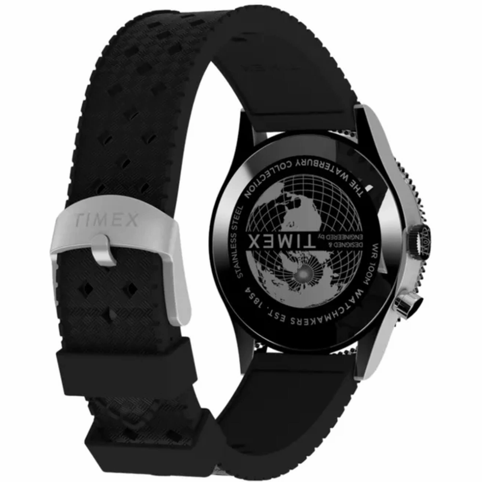 Timex Men's Watch - Waterbury Quartz Black Dial Synthetic Rubber Strap | TW2W22600VQ