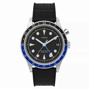 Timex Men's Watch - Waterbury Quartz Black Dial Synthetic Rubber Strap | TW2W22600VQ