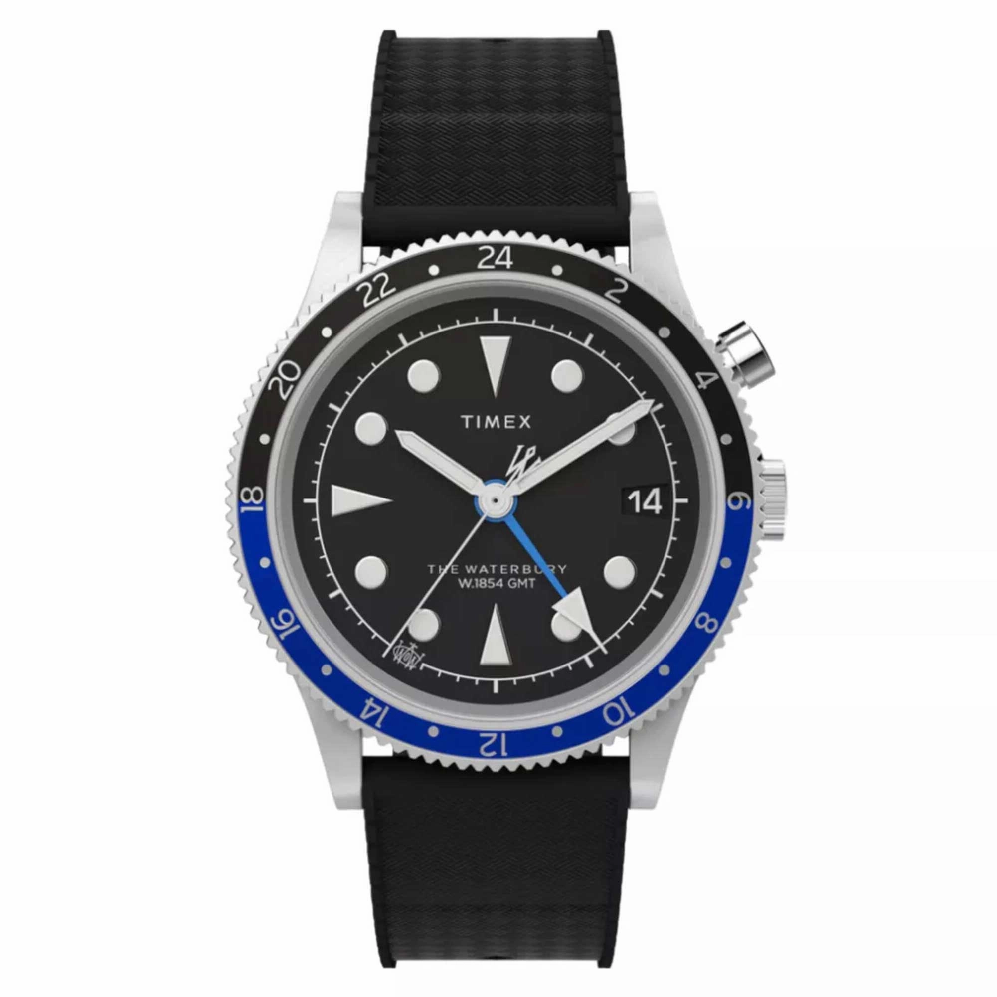 Timex Men's Watch - Waterbury Quartz Black Dial Synthetic Rubber Strap | TW2W22600VQ