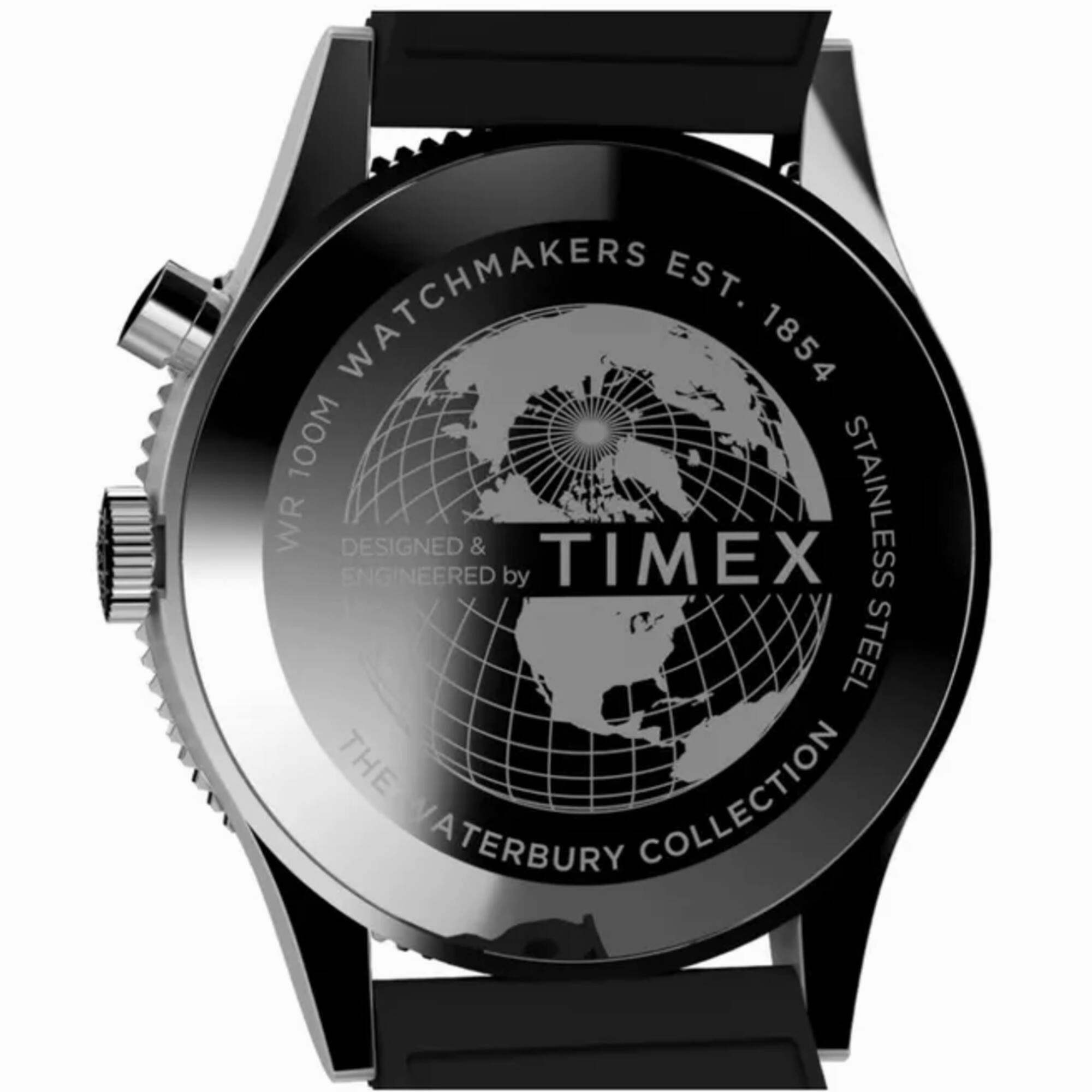 Timex Men's Watch - Waterbury Quartz Black Dial Synthetic Rubber Strap | TW2W22600VQ
