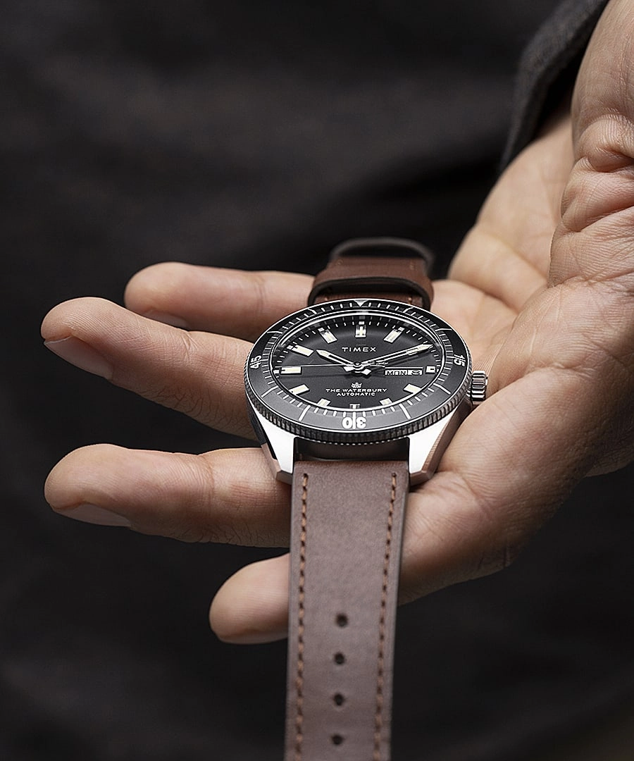 Timex Waterbury Dive Automatic 40mm Leather Strap Watch TW2V24800
