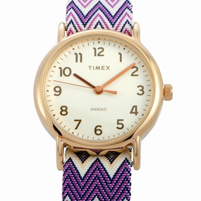 Timex Weekender Chevron 38 mm Gold-Tone Watch TW2R59000