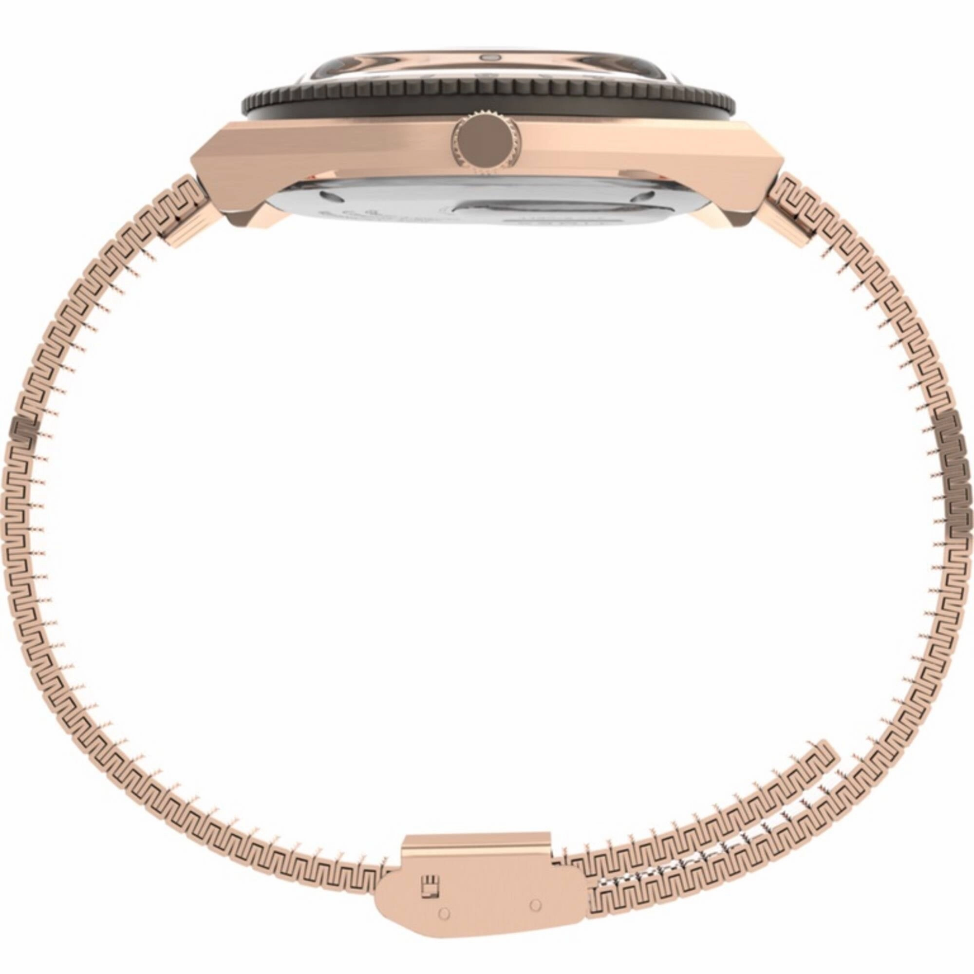Timex Women's Watch - Q Quartz Cream Dial Rose Gold Steel Bracelet | TW2U95700