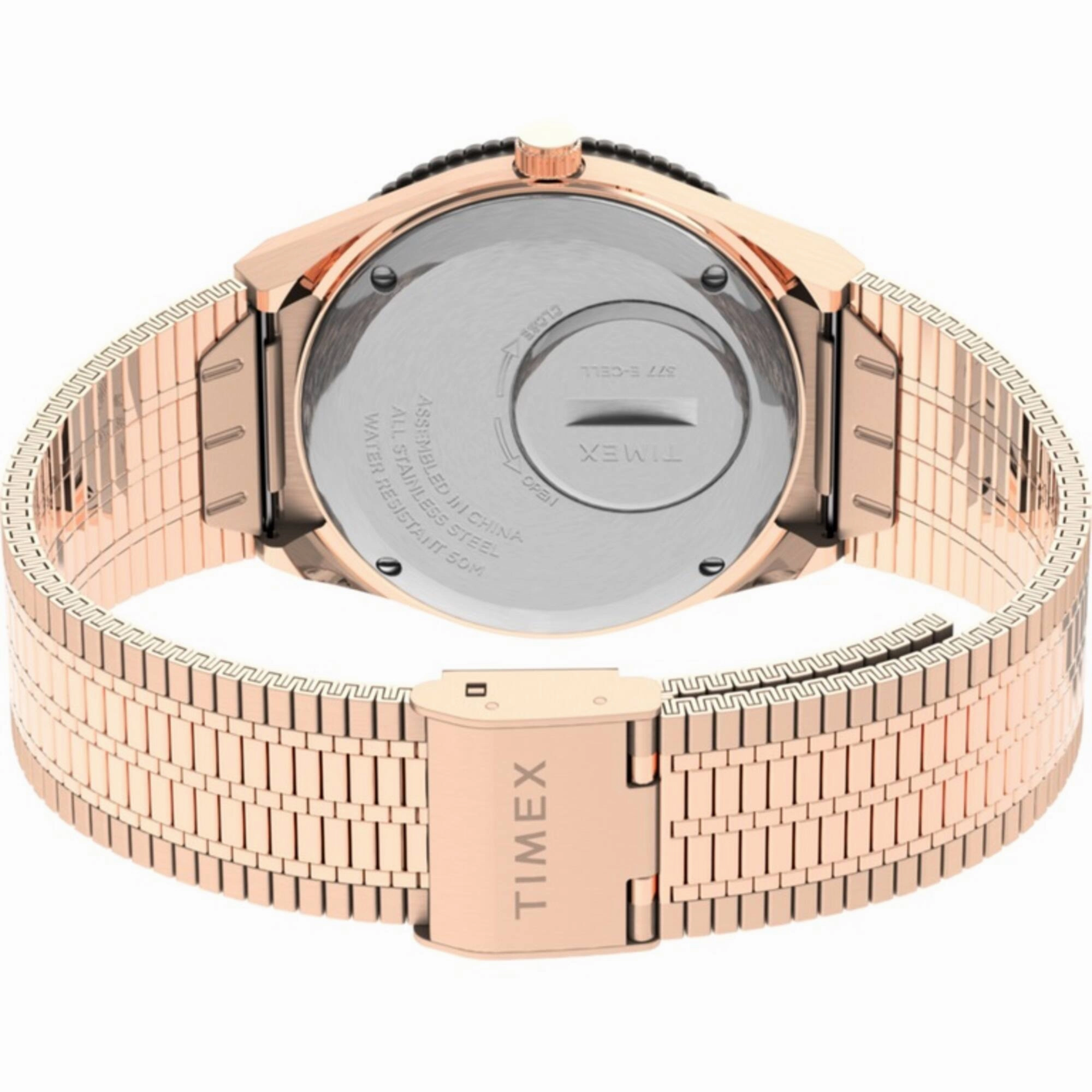 Timex Women's Watch - Q Quartz Cream Dial Rose Gold Steel Bracelet | TW2U95700