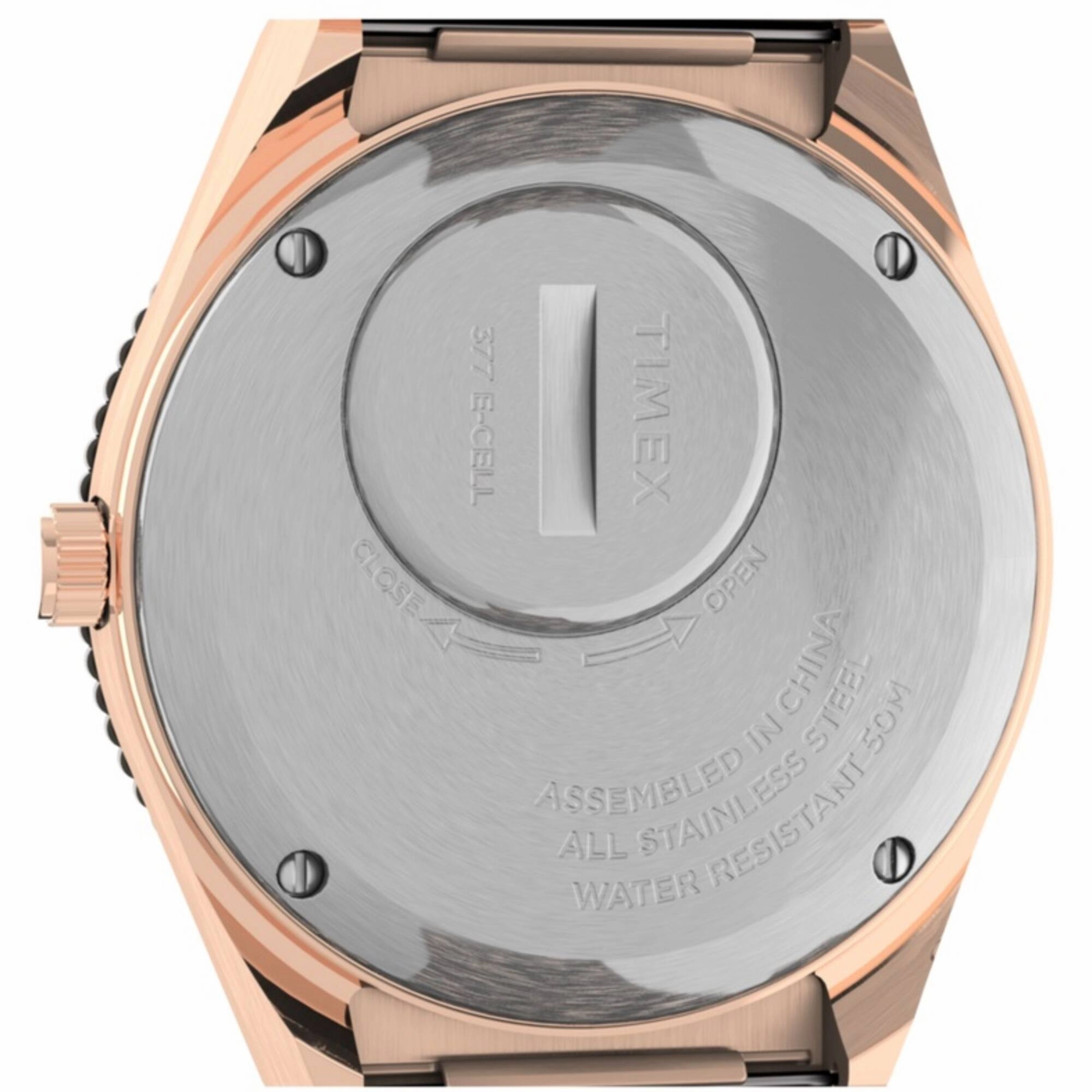 Timex Women's Watch - Q Quartz Cream Dial Rose Gold Steel Bracelet | TW2U95700