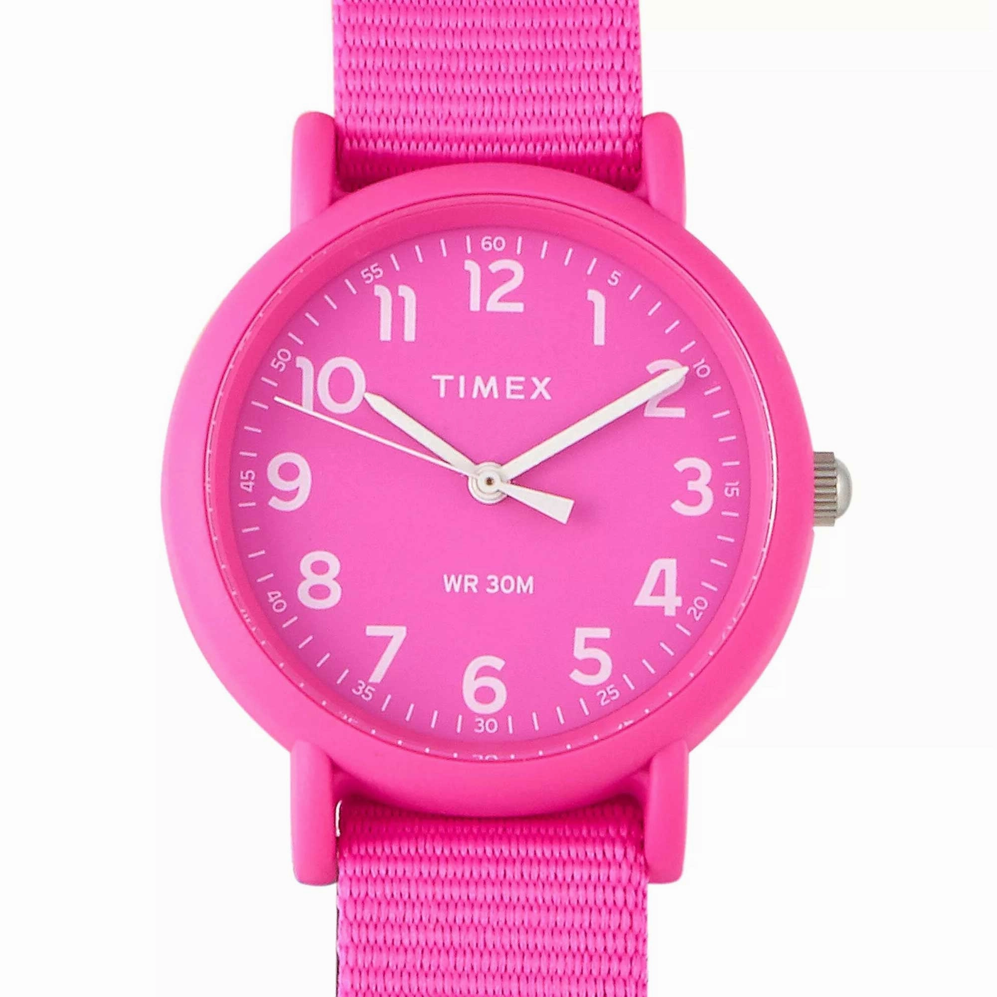 Timex Women's Watch - Weekender Quartz Resin Case Pink Dial Nylon Strap | TWG018100