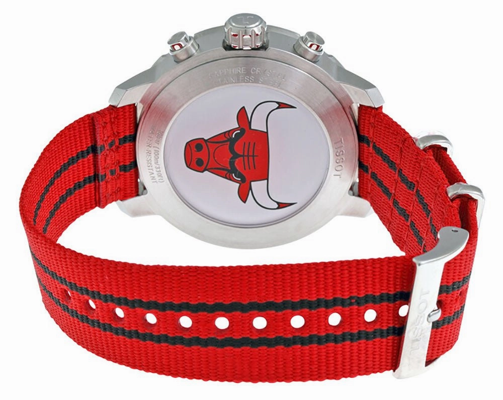 Tissot Quickster Special Edition NBA Chicago Bulls Chronograph Stainless Steel Silver Dial Red Textile Strap Date Quartz Mens Watch T095.417.17.037.04