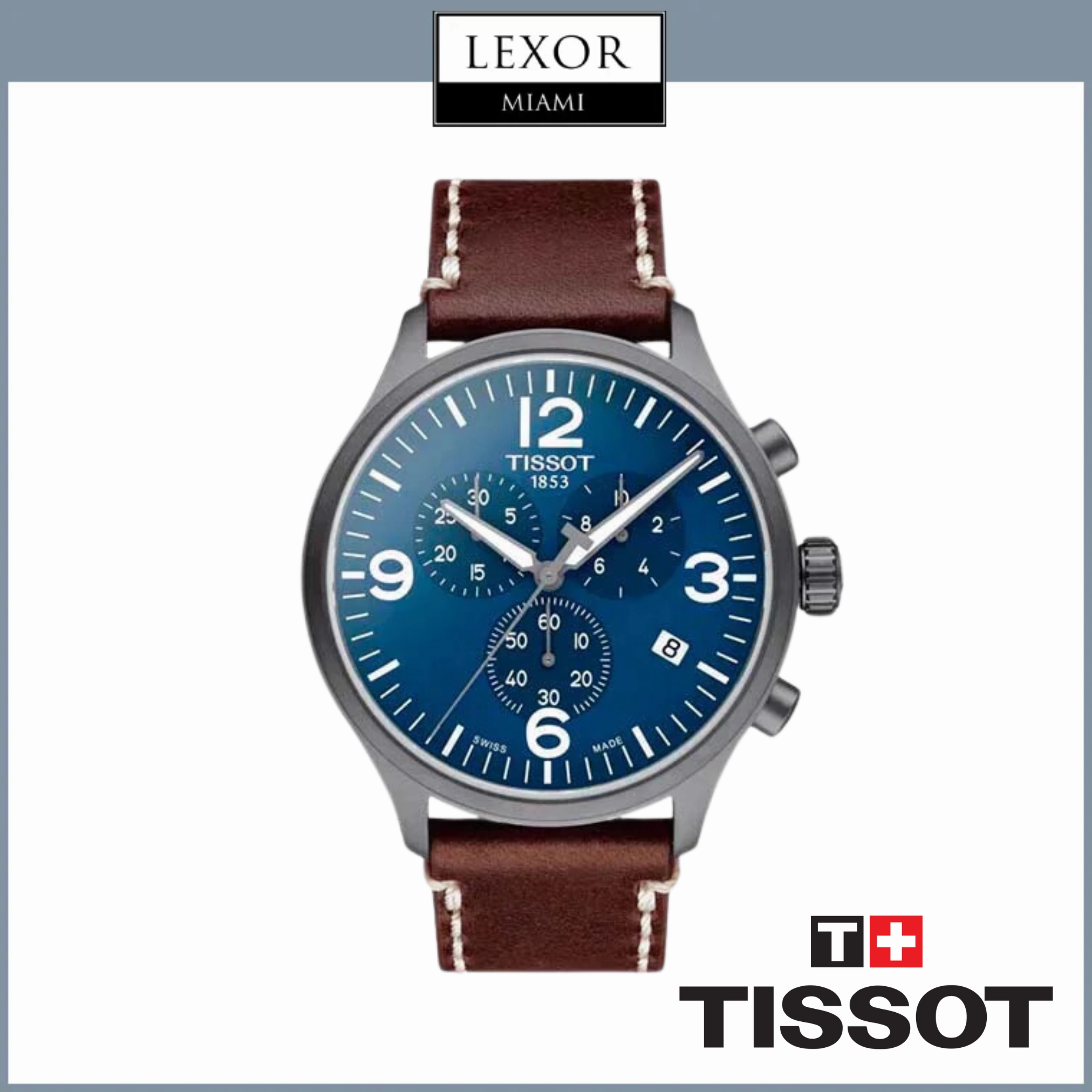 Tissot T1166173604700 T-Sport Chronograph Brown Leather Strap Men Watches
