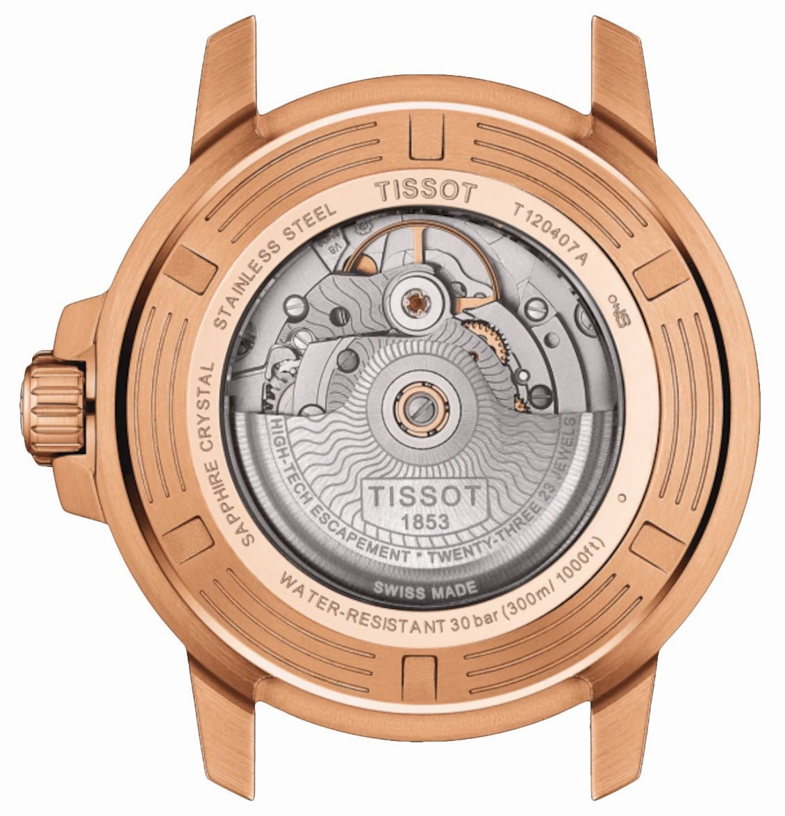 Tissot T-Sport Seastar 1000 Automatic Powermatic 80 Rose Gold PVD Blue Dial Blue Textile Strap Date Mens Watch T120.407.37.041.00
