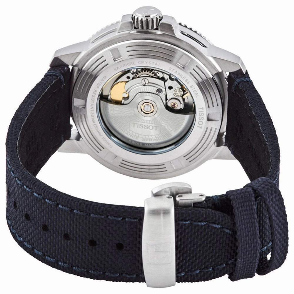 Tissot T-Sport Seastar 1000 Automatic Powermatic 80 Silicium Blue Dial Blue Textile Strap Date Mens Watch T120.407.17.041.01