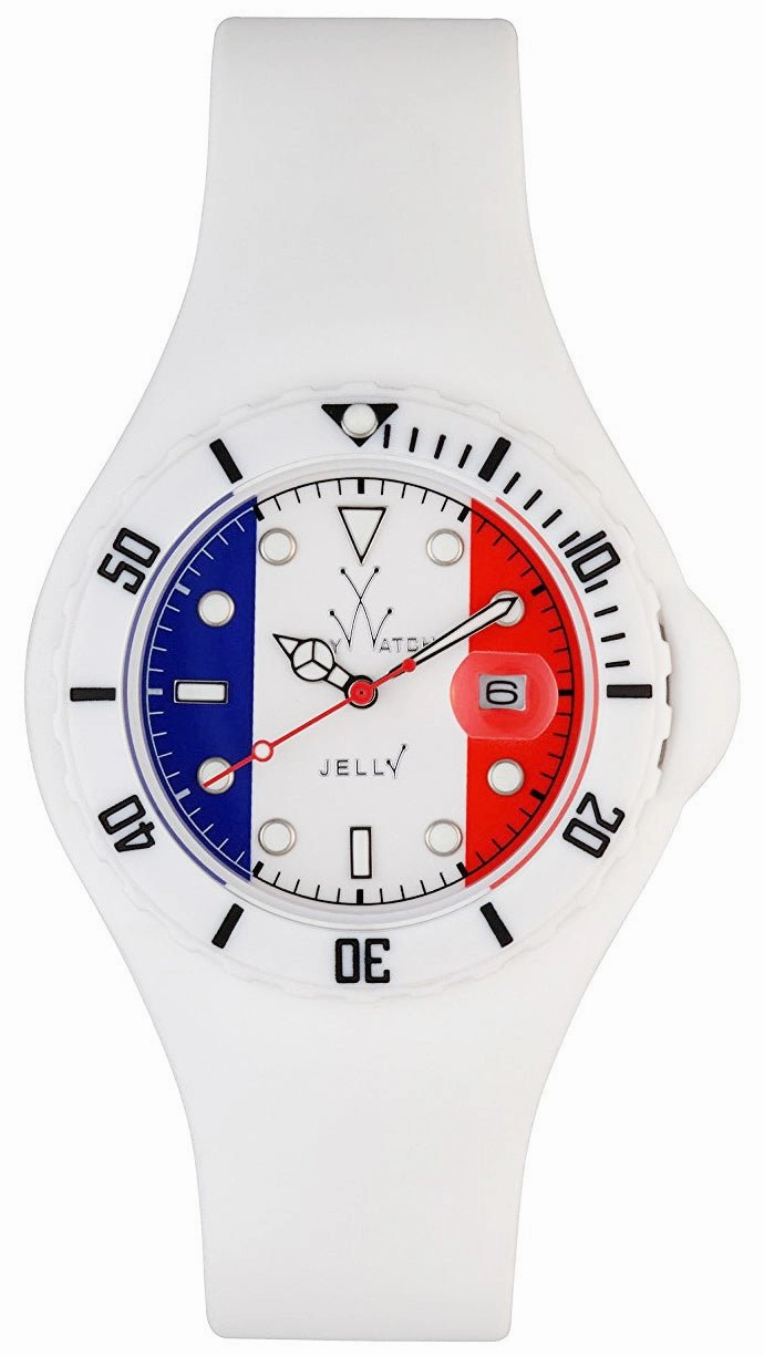 ToyWatch Jelly Flag France Only Time Unisex Plasteramic & White Rubber Watch JYF02FR
