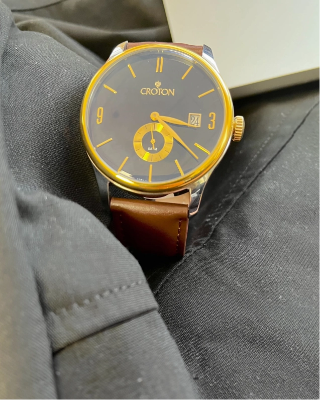 TRADITION Men's Twotone All Stainless Japan Quartz Strap Watch with Date & Seconds Sub Dial