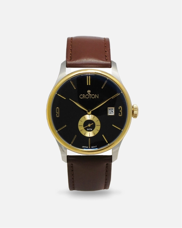 TRADITION Men's Twotone All Stainless Japan Quartz Strap Watch with Date & Seconds Sub Dial