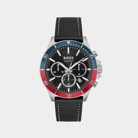 Troper Men Black Chronograph Leather Watch 1514099