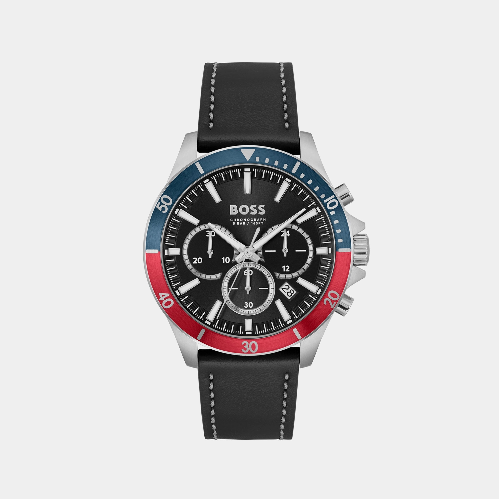 Troper Men Black Chronograph Leather Watch 1514099