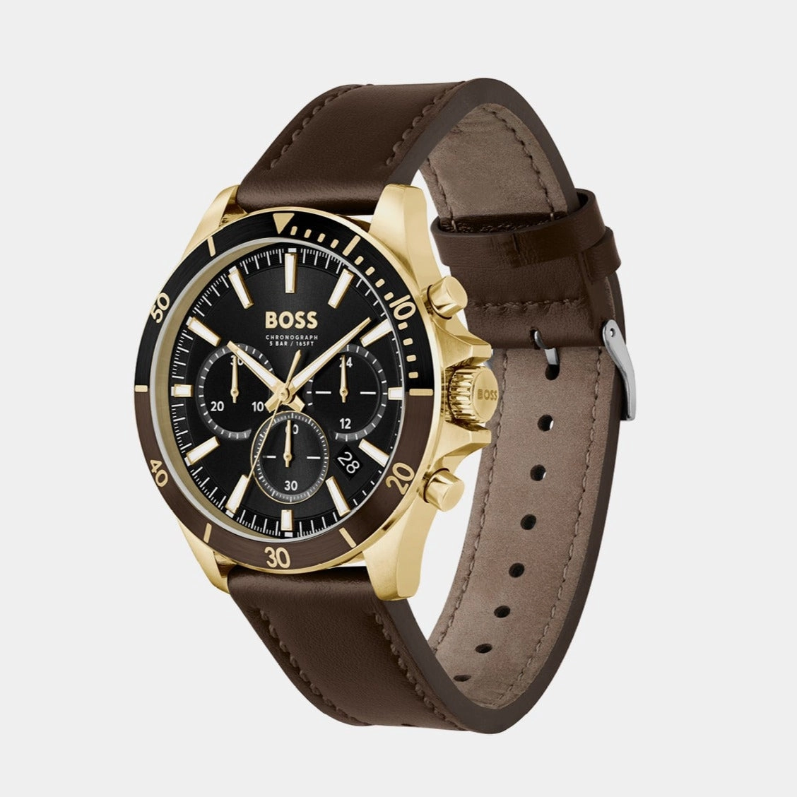 Troper Men's Black Dial Chronograph Leather Watch 1514100