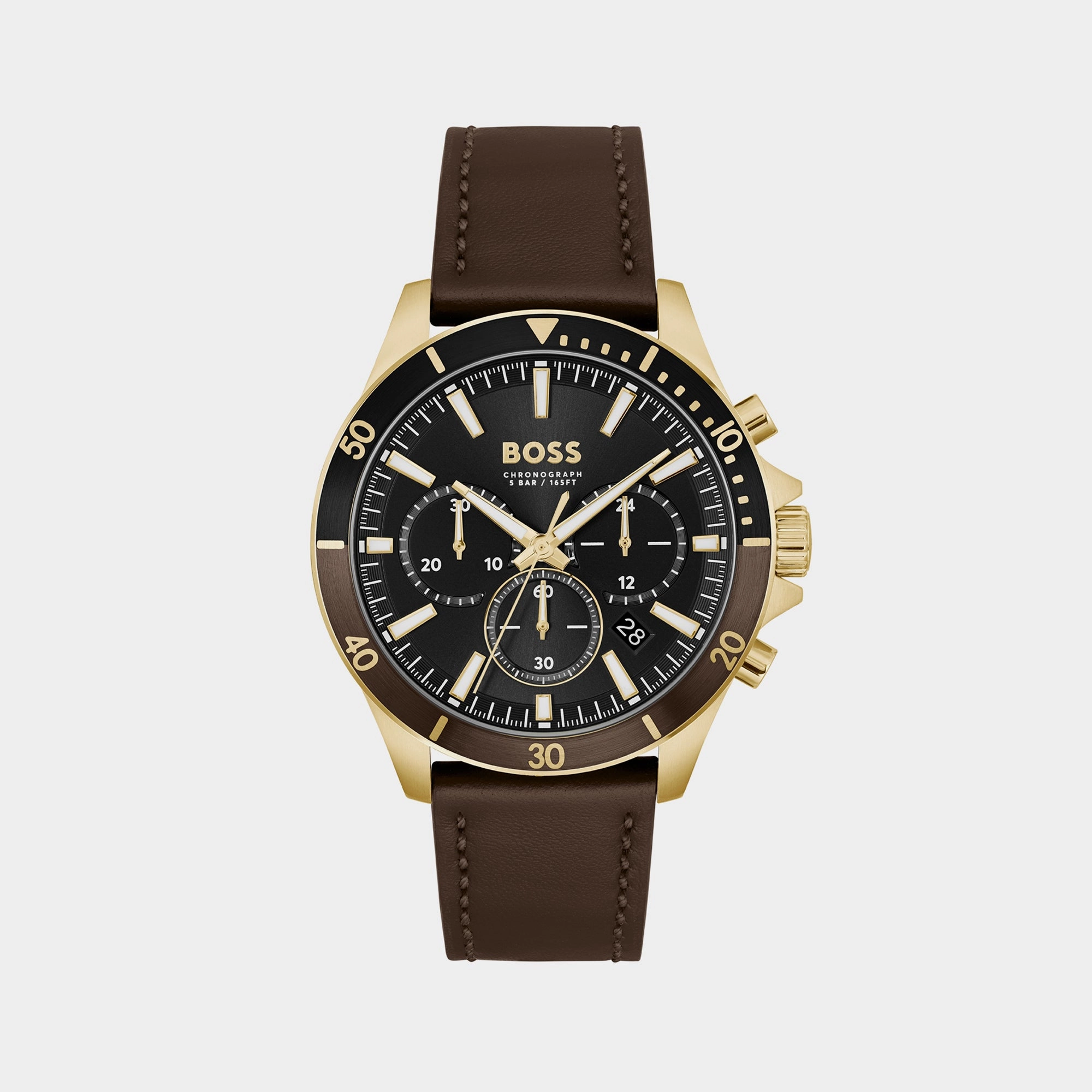 Troper Men's Black Dial Chronograph Leather Watch 1514100
