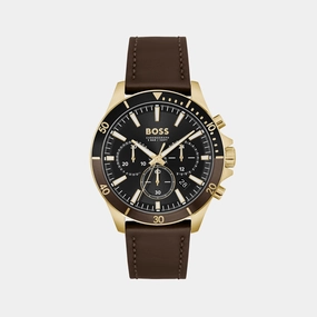 Troper Men's Black Dial Chronograph Leather Watch 1514100