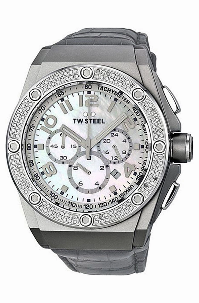 TW Steel CEO Chronograph Date Stainless Steel CE4005 Diamond Bezel Mother of Pearl Mens Watch Quartz