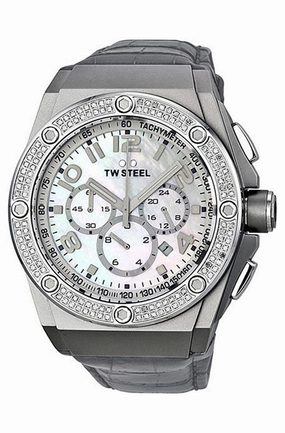 TW Steel CEO Chronograph Date Stainless Steel CE4005 Diamond Bezel Mother of Pearl Mens Watch Quartz