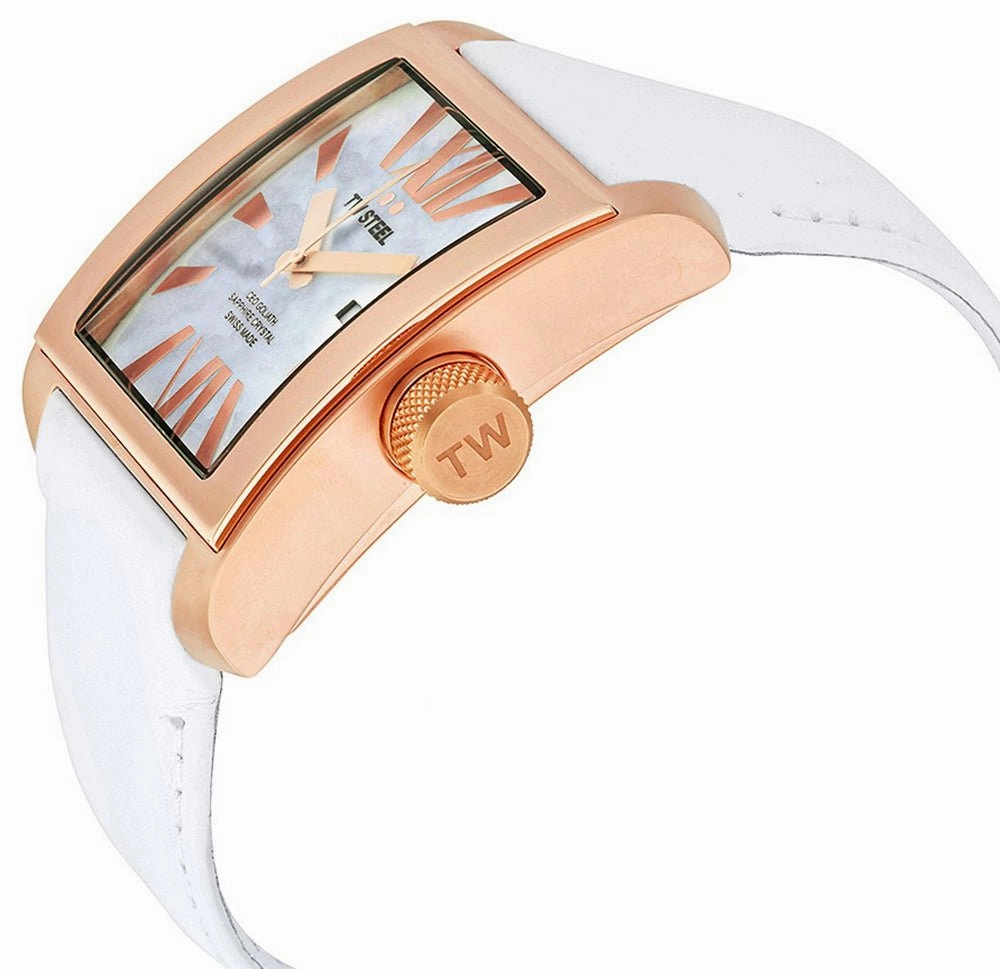TW Steel CEO Goliath Rose Gold PVD Stainless Steel White Leather Quartz Date Mother of Pearl Dial Unisex Watch CE3016